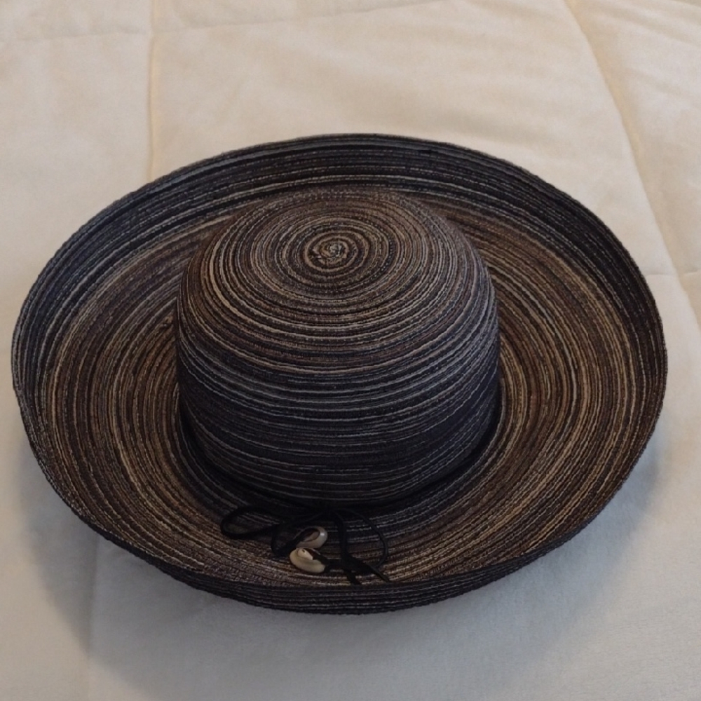 August Hats Black and Brown Striped Sun Hat